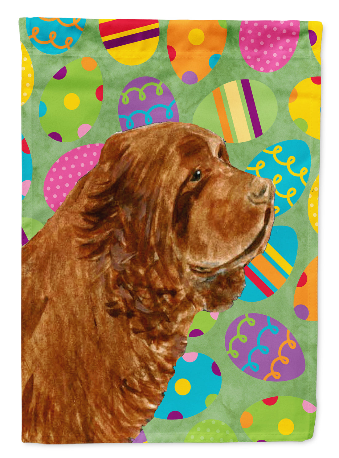 Sussex Spaniel Easter Eggtravaganza Flag Garden Size  the-store.com.