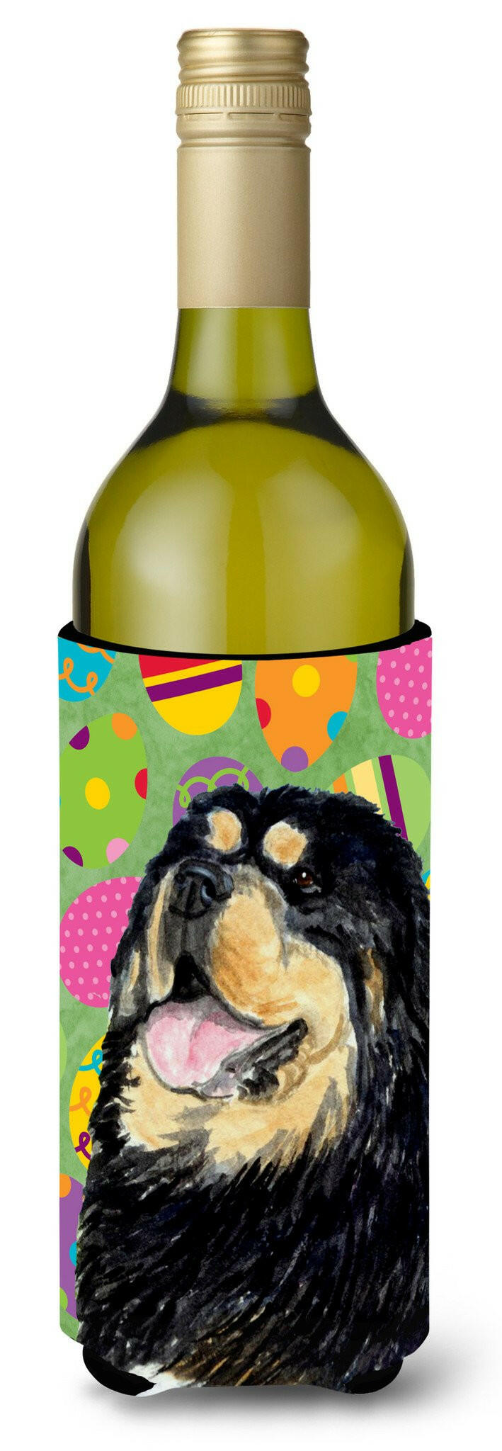 Tibetan Mastiff Easter Eggtravaganza Wine Bottle Beverage Insulator Beverage Insulator Hugger by Caroline&#39;s Treasures