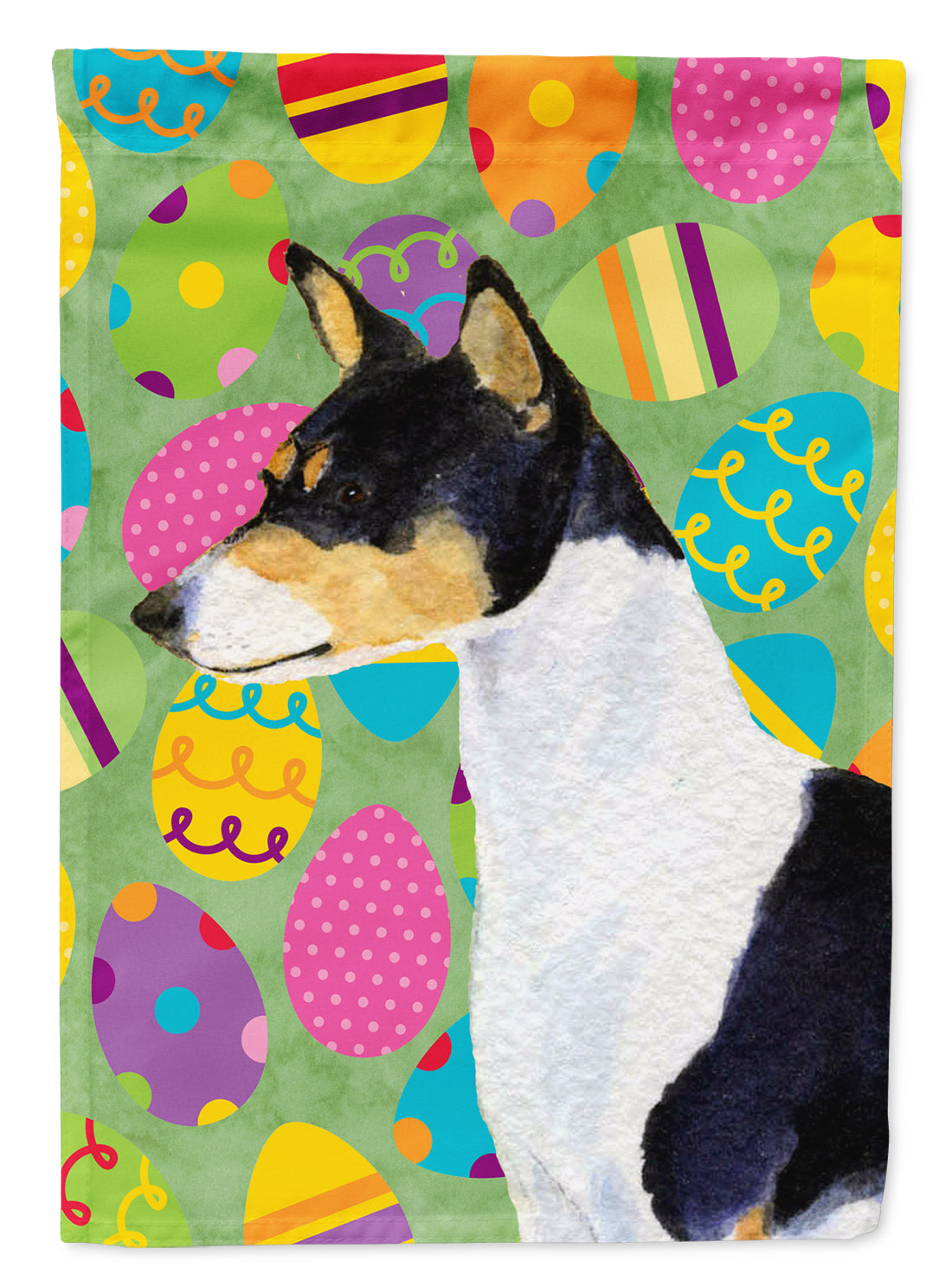 Basenji Easter Eggtravaganza Flag Canvas House Size  the-store.com.