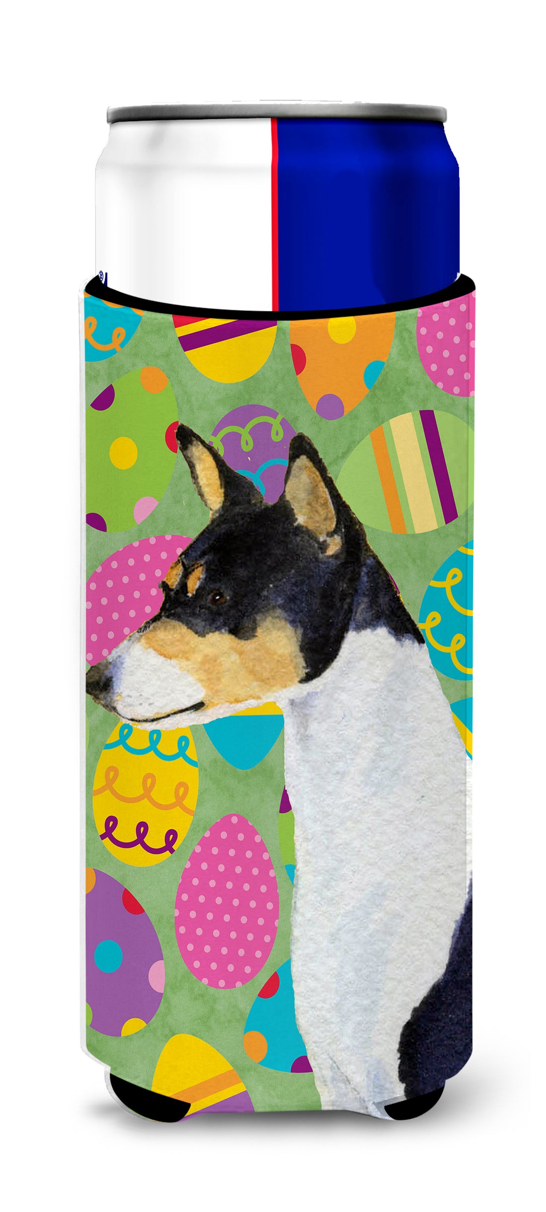 Basenji Easter Eggtravaganza Ultra Beverage Insulators for slim cans SS4859MUK.