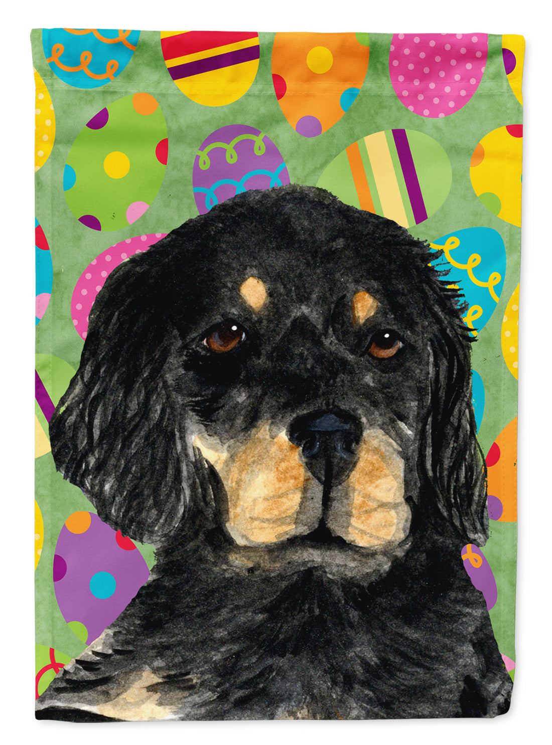 Gordon Setter Easter Eggtravaganza Flag Canvas House Size  the-store.com.