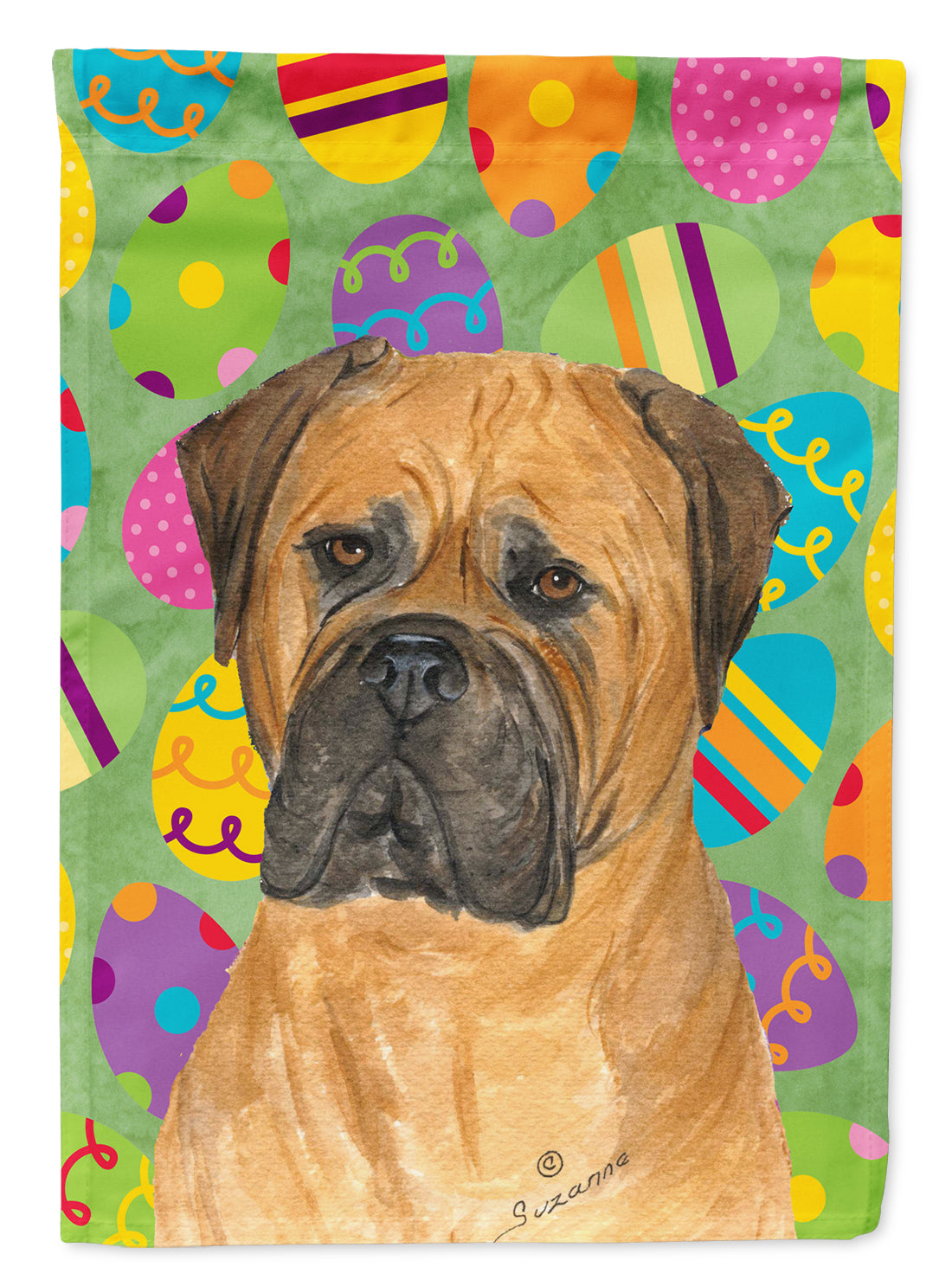 Bullmastiff Easter Eggtravaganza Flag Canvas House Size  the-store.com.