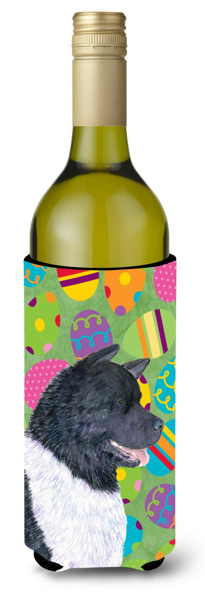 Akita Easter Eggtravaganza Wine Bottle Beverage Insulator Beverage Insulator Hugger by Caroline&#39;s Treasures