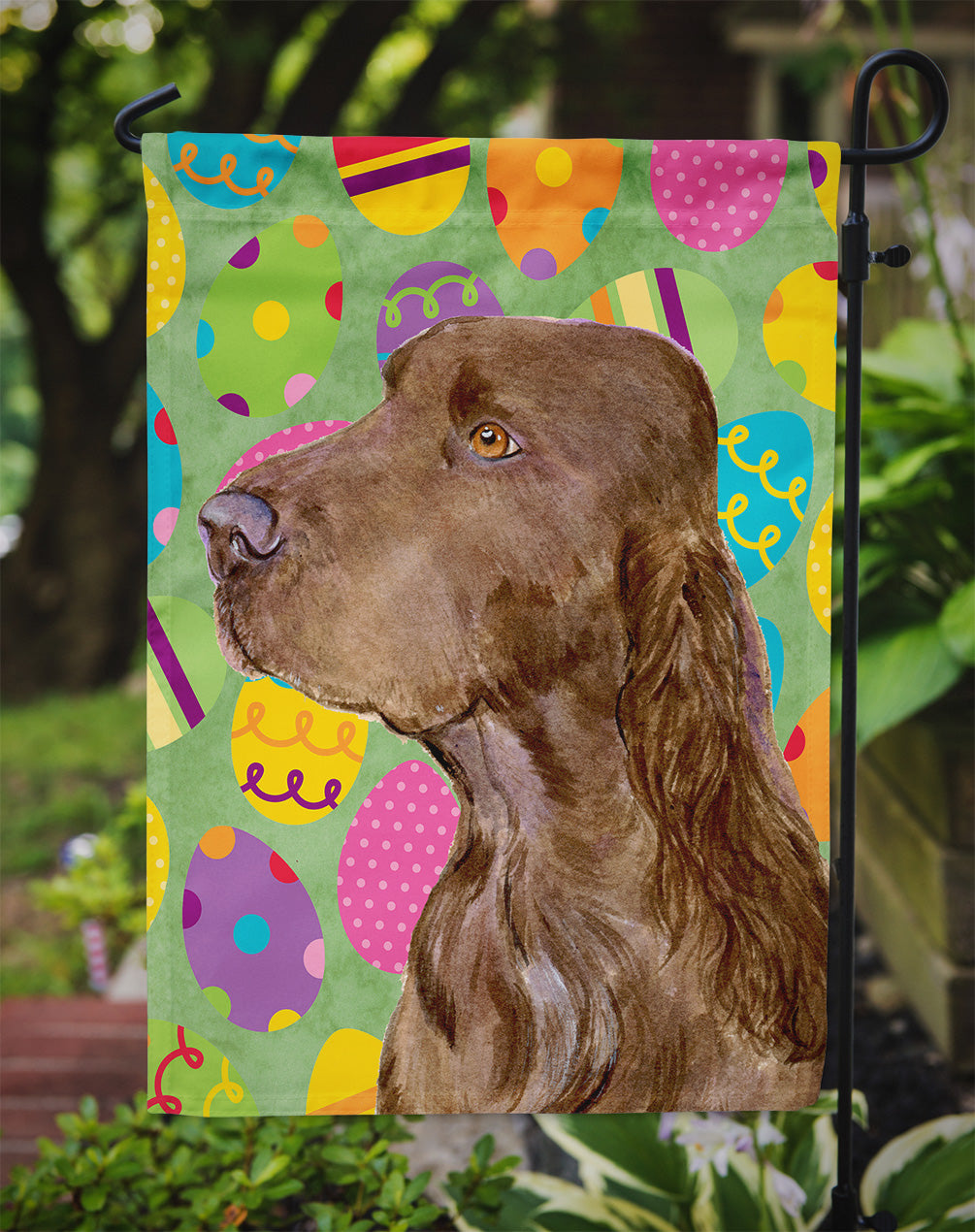 Field Spaniel Easter Eggtravaganza Flag Garden Size  the-store.com.