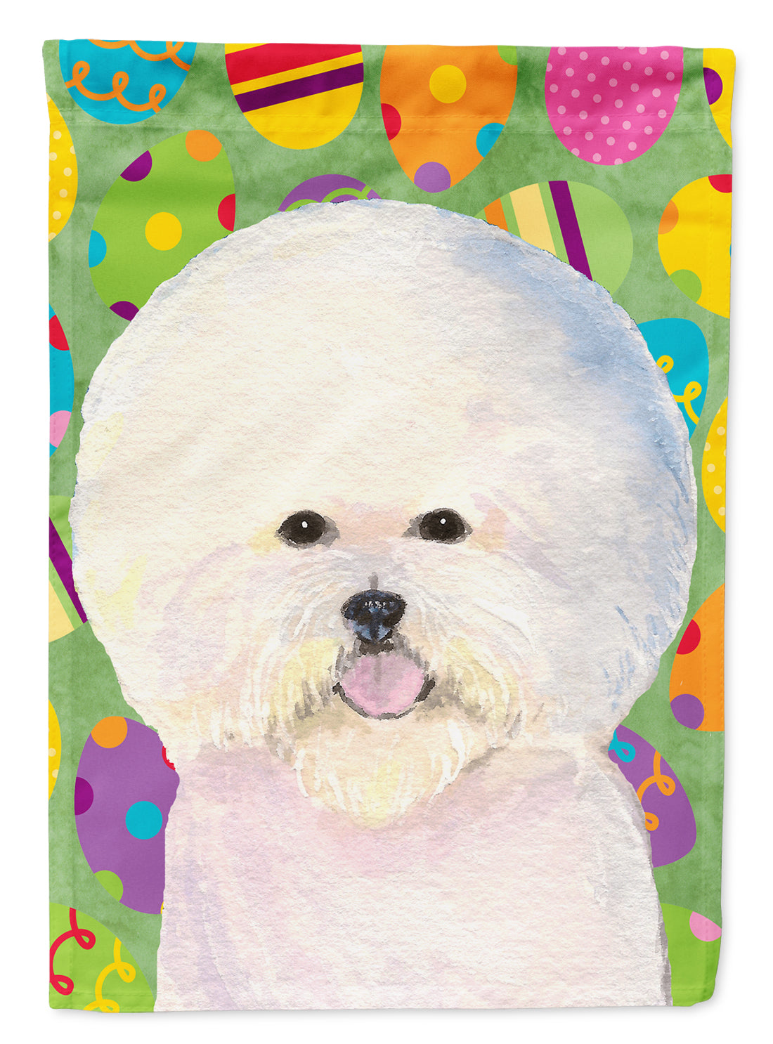 Bichon Frise Easter Eggtravaganza Flag Canvas House Size  the-store.com.