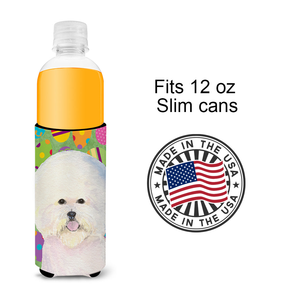 Bichon Frise Easter Eggtravaganza Ultra Beverage Insulators for slim cans SS4871MUK.