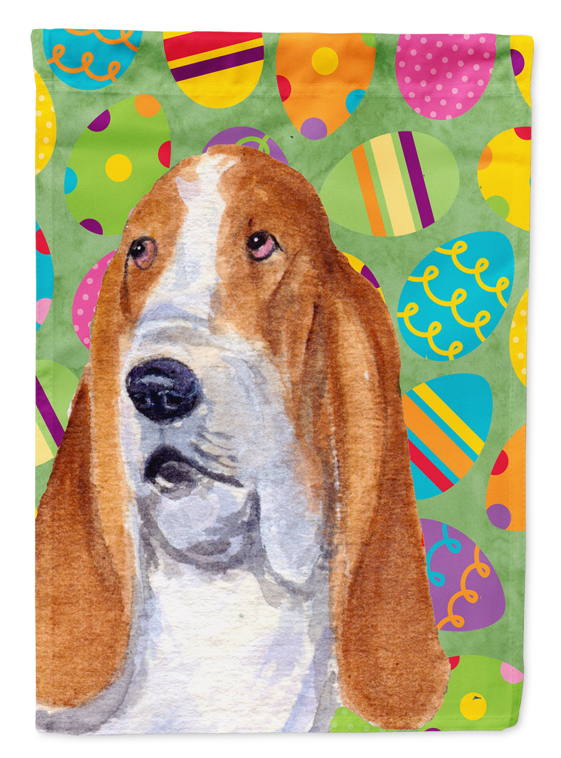 Basset Hound Easter Eggtravaganza Flag Canvas House Size