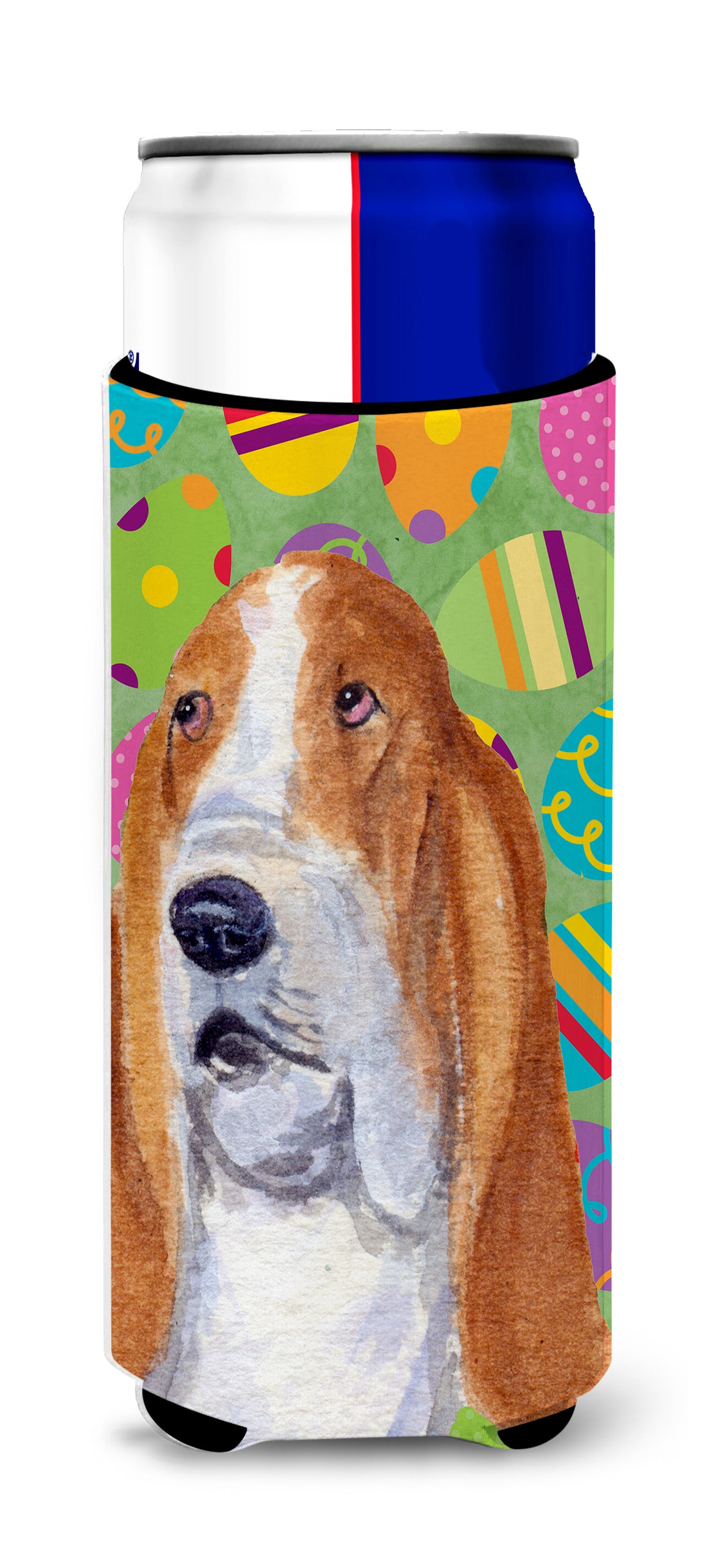 Basset Hound Easter Eggtravaganza Ultra Beverage Insulators for slim cans SS4873MUK.