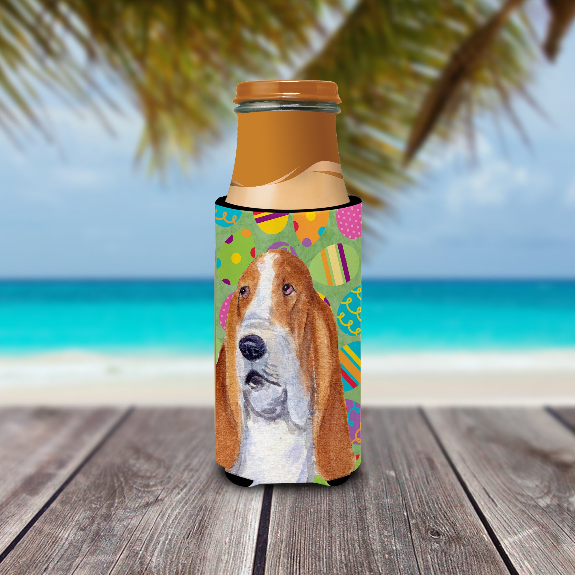 Basset Hound Easter Eggtravaganza Ultra Beverage Insulators for slim cans SS4873MUK.