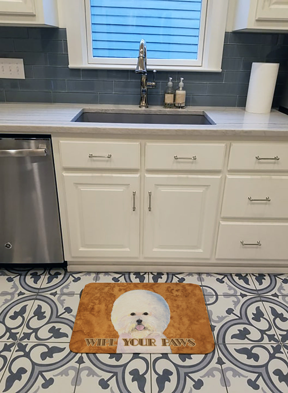 Bichon Frise Wipe your Paws Machine Washable Memory Foam Mat SS4878RUG - the-store.com