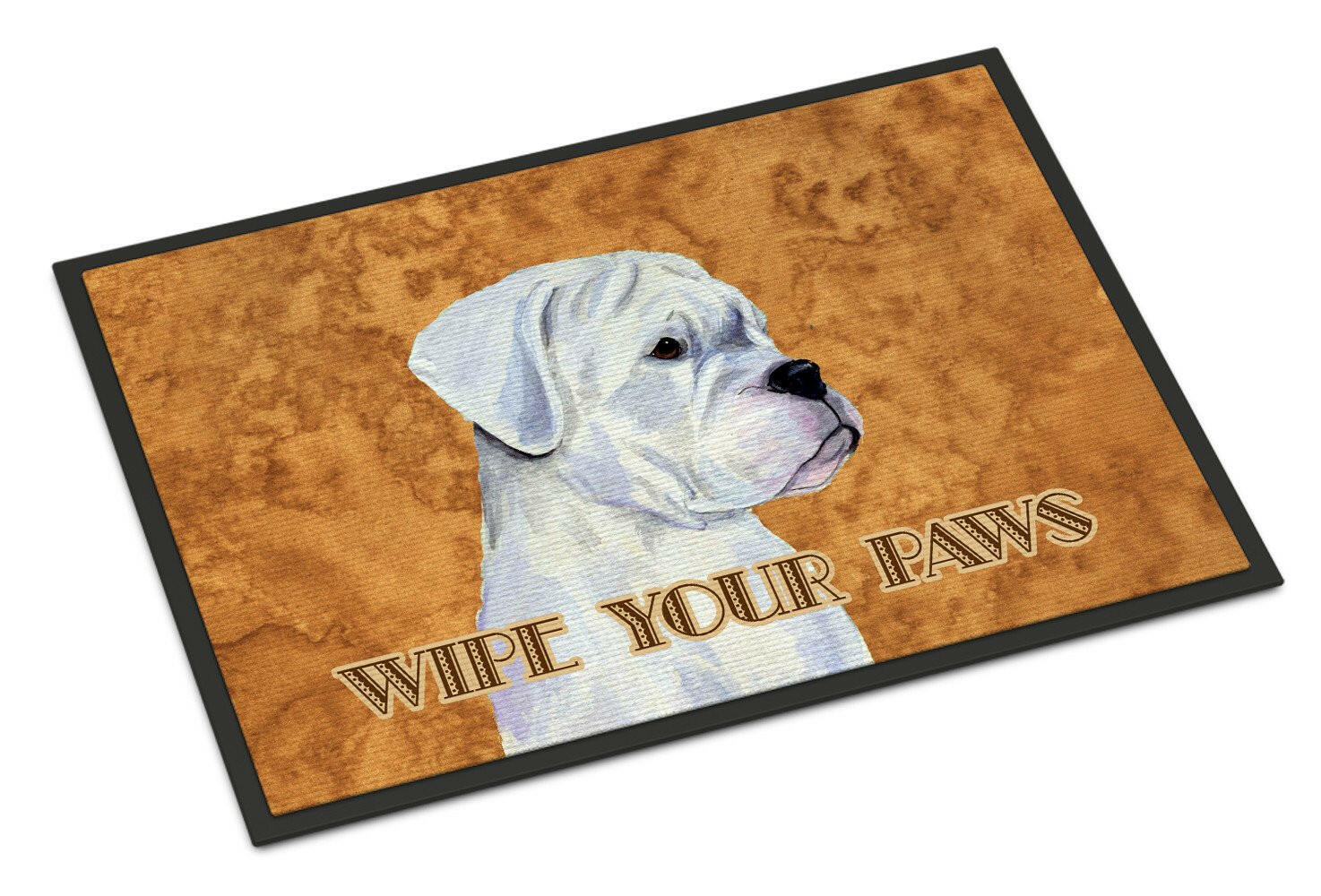 White Boxer Wipe your Paws Indoor or Outdoor Mat 24x36 SS4887JMAT - the-store.com