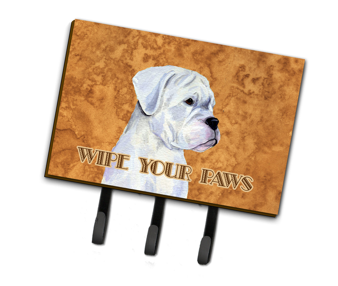 White Boxer Wipe your Paws Leash or Key Holder  the-store.com.