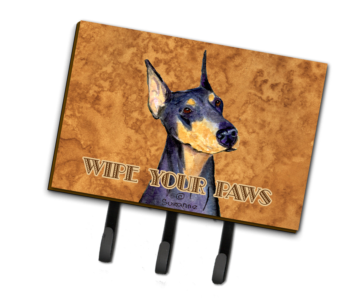Black and Tan Doberman Wipe your Paws Leash or Key Holder  the-store.com.