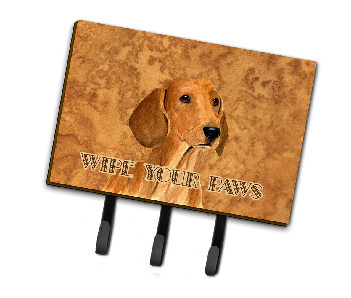 Red Dachshund Wipe your Paws Leash or Key Holder