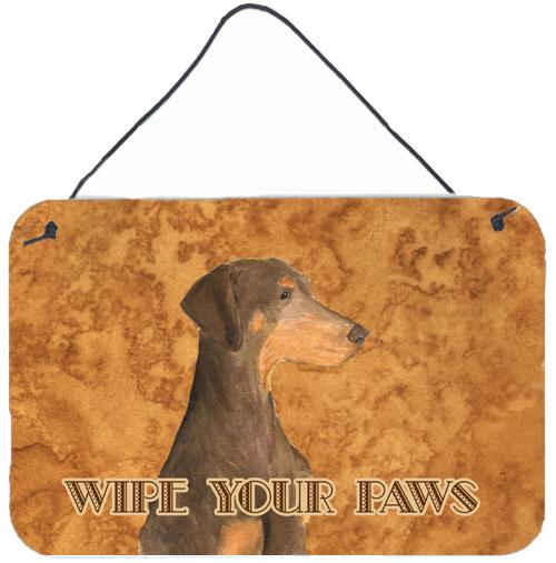 Chocolate Natural Eared Doberman Wipe your Paws Wall or Door Hanging Prints by Caroline&#39;s Treasures