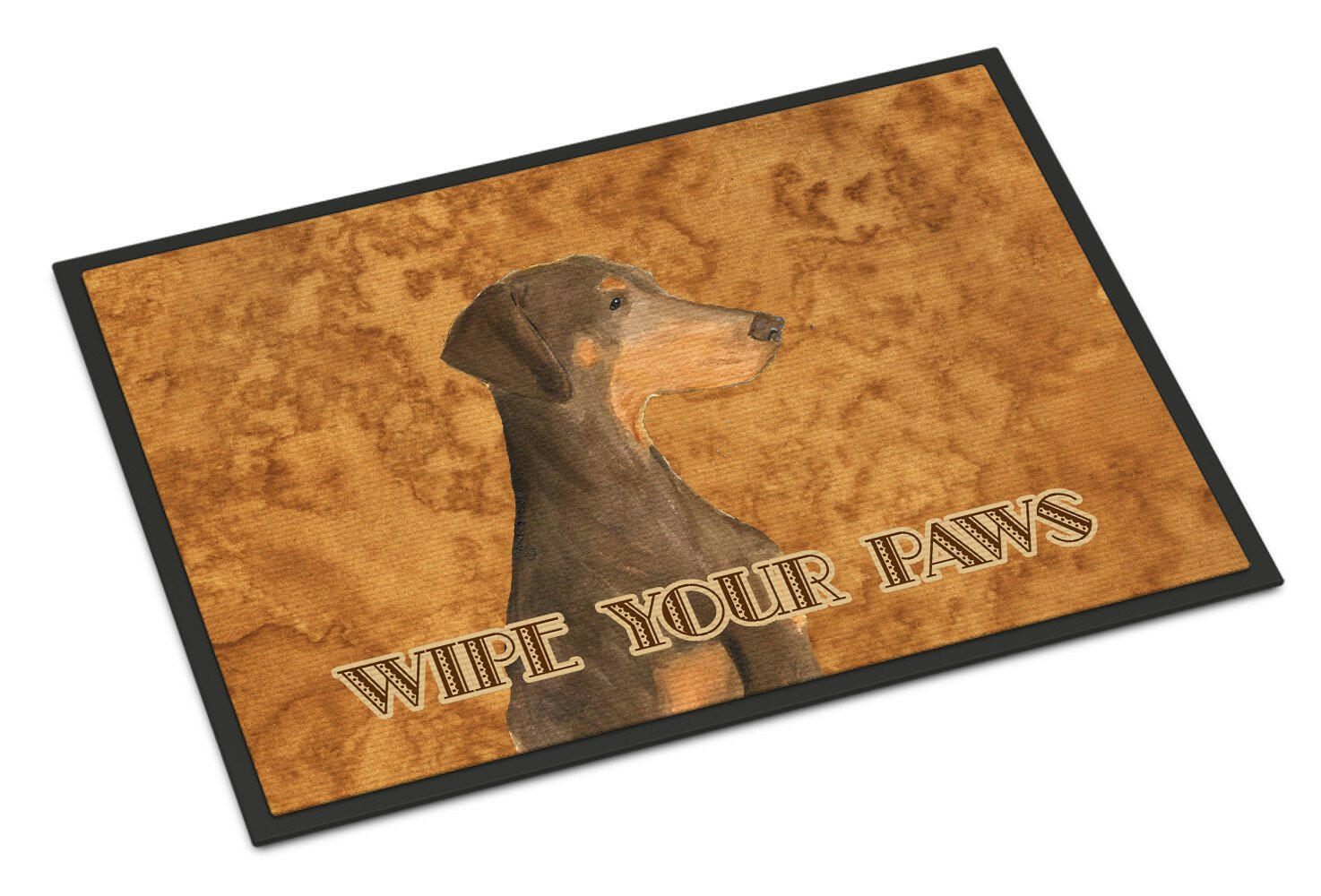 Chocolate Natural Eared Doberman Wipe your Paws Indoor or Outdoor Mat 24x36 - the-store.com