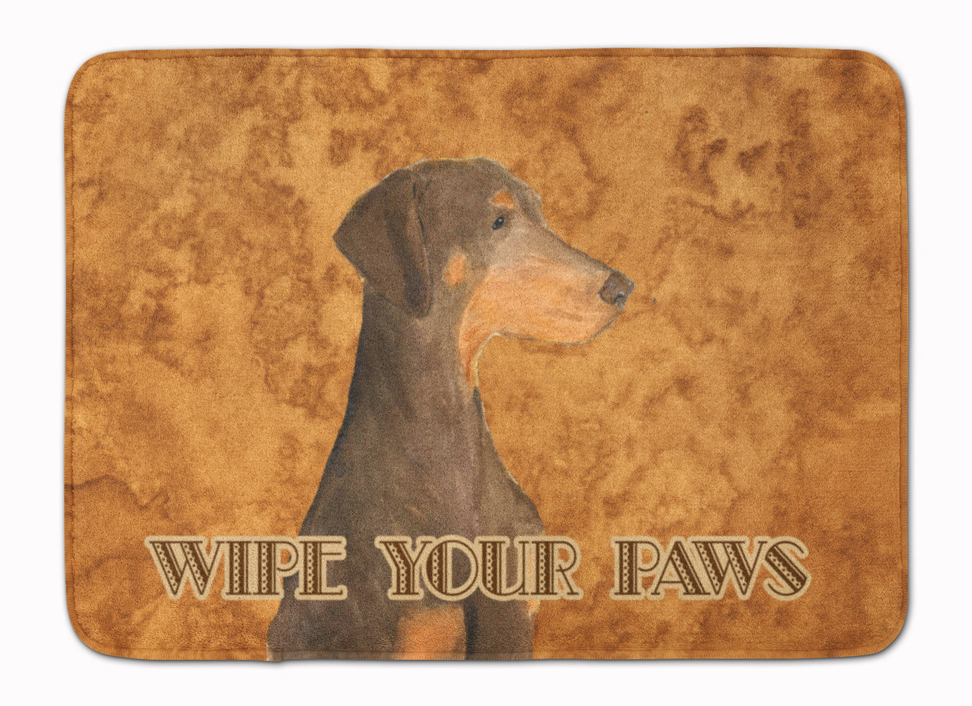 Chocolate Natural Eared Doberman Wipe your Paws Machine Washable Memory Foam Mat SS4899RUG - the-store.com