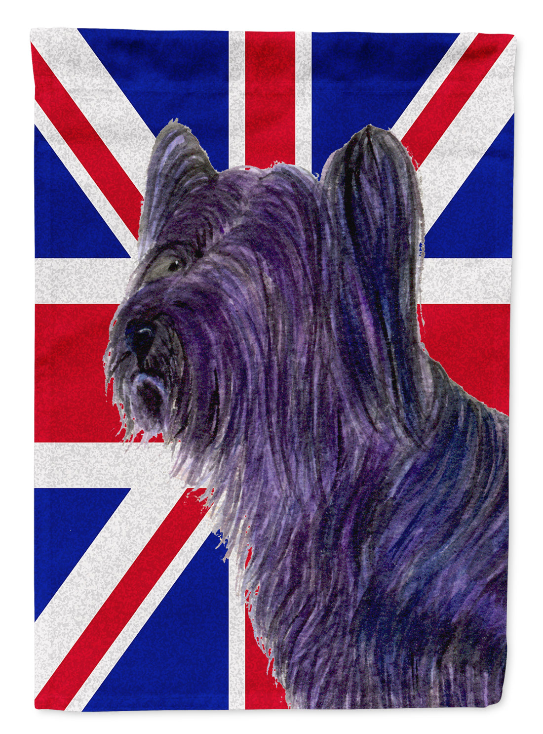 Skye Terrier with English Union Jack British Flag Flag Canvas House Size SS4905CHF  the-store.com.