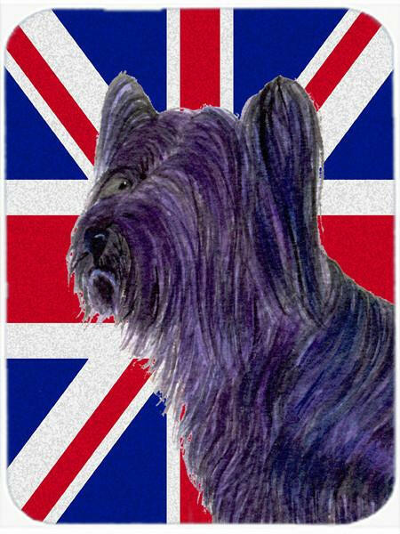 Skye Terrier with English Union Jack British Flag Glass Cutting Board Large Size SS4905LCB by Caroline&#39;s Treasures