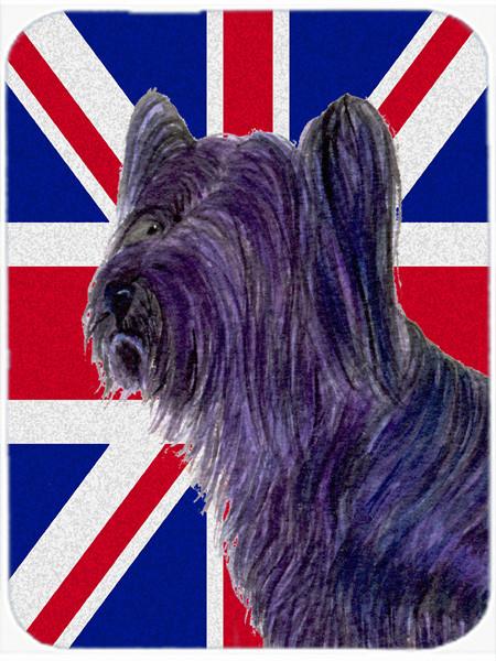 Skye Terrier with English Union Jack British Flag Glass Cutting Board Large Size SS4905LCB by Caroline's Treasures