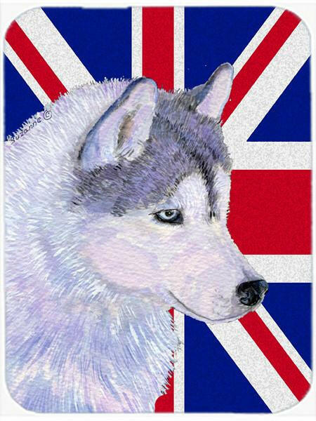 Siberian Husky with English Union Jack British Flag Glass Cutting Board Large Size SS4906LCB by Caroline&#39;s Treasures