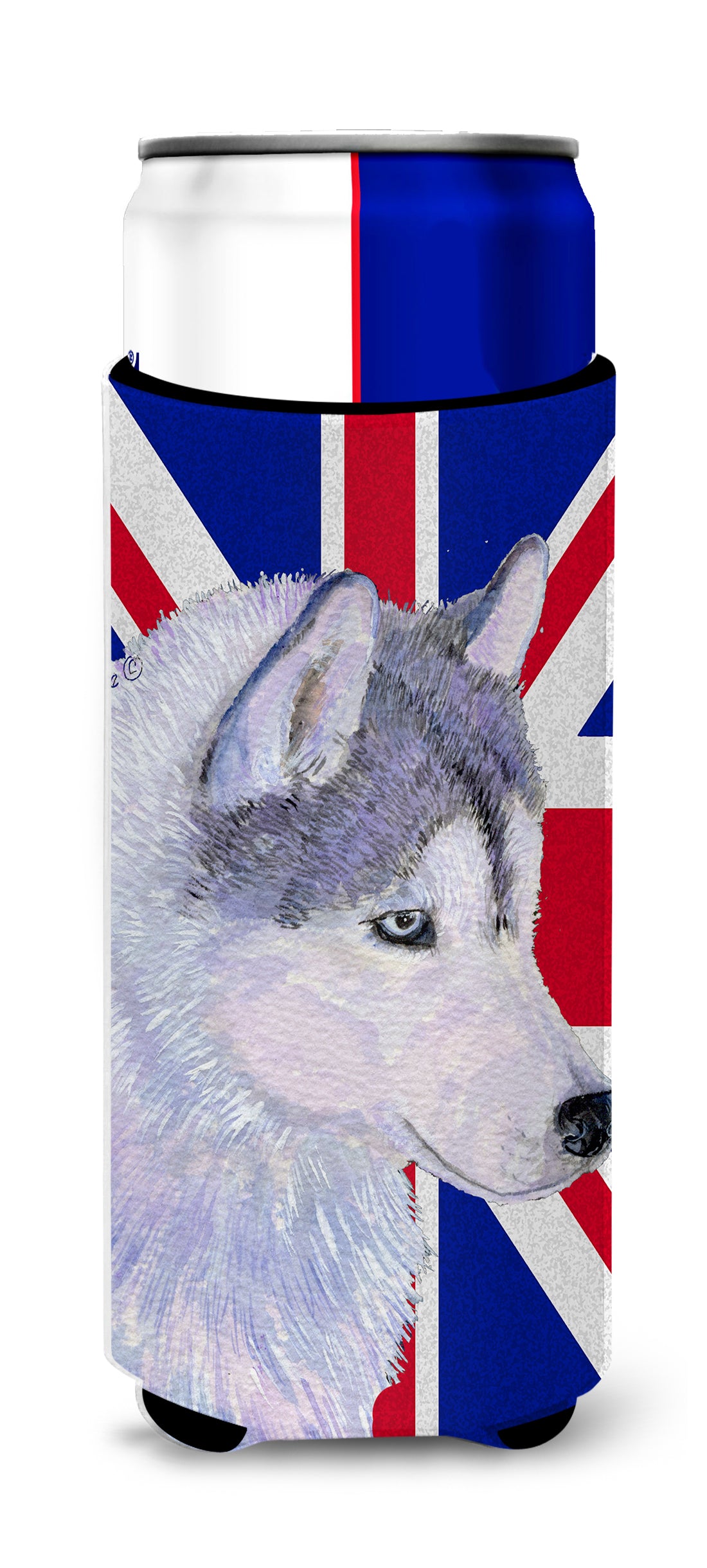 Siberian Husky with English Union Jack British Flag Ultra Beverage Insulators for slim cans SS4906MUK