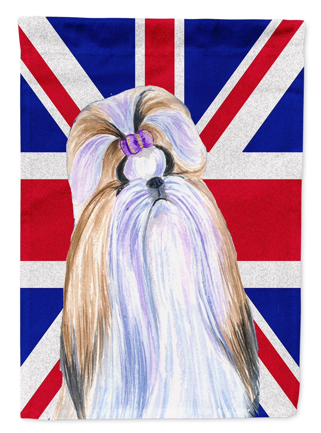 Shih Tzu with English Union Jack British Flag Flag Canvas House Size SS4907CHF  the-store.com.