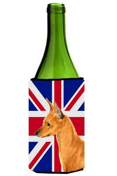 Min Pin with English Union Jack British Flag Wine Bottle Beverage Insulator Hugger SS4908LITERK by Caroline&#39;s Treasures