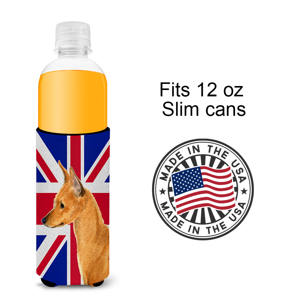 Min Pin with English Union Jack British Flag Ultra Beverage Insulators for slim cans SS4908MUK.