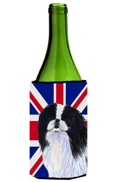 Japanese Chin with English Union Jack British Flag Wine Bottle Beverage Insulator Hugger SS4909LITERK by Caroline&#39;s Treasures