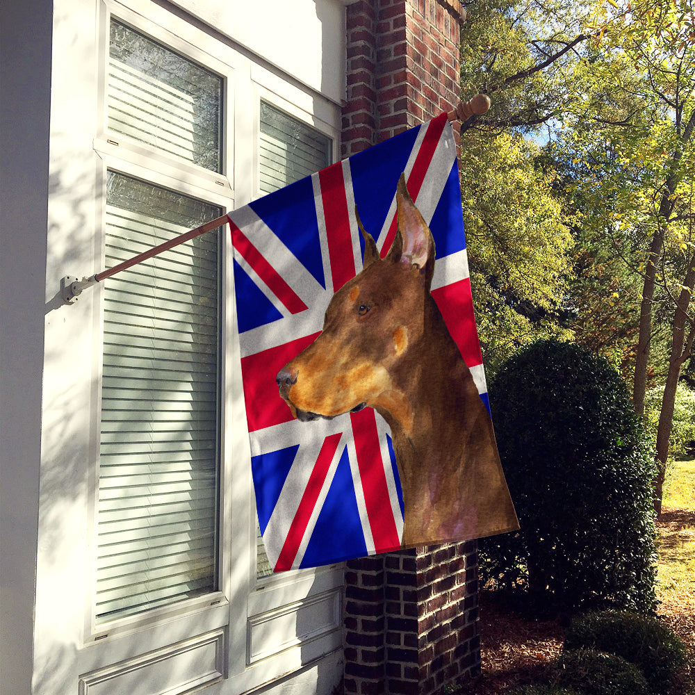 Caroline's Treasures Doberman with English Union Jack British Flag Flag Canvas House Size SS4910CHF