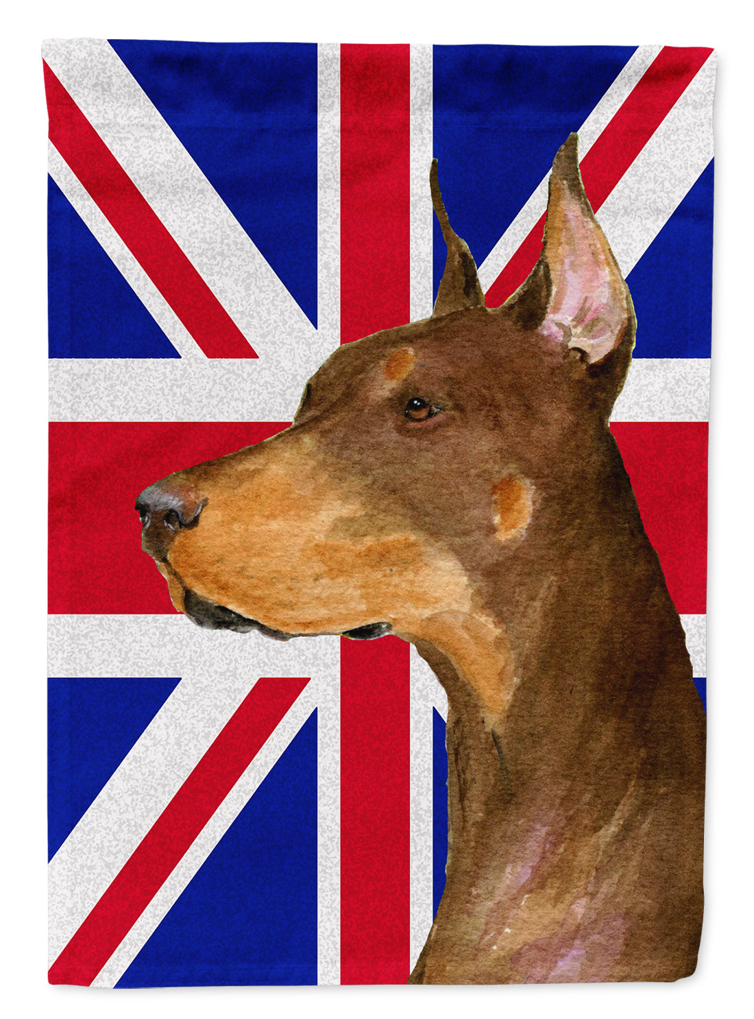 Doberman with English Union Jack British Flag Flag Canvas House Size SS4910CHF  the-store.com.