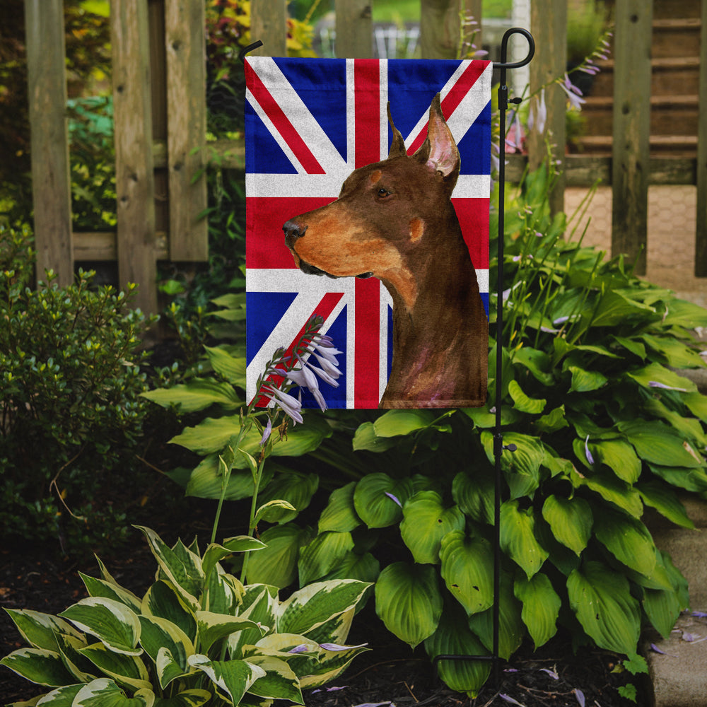 Doberman with English Union Jack British Flag Flag Garden Size SS4910GF  the-store.com.