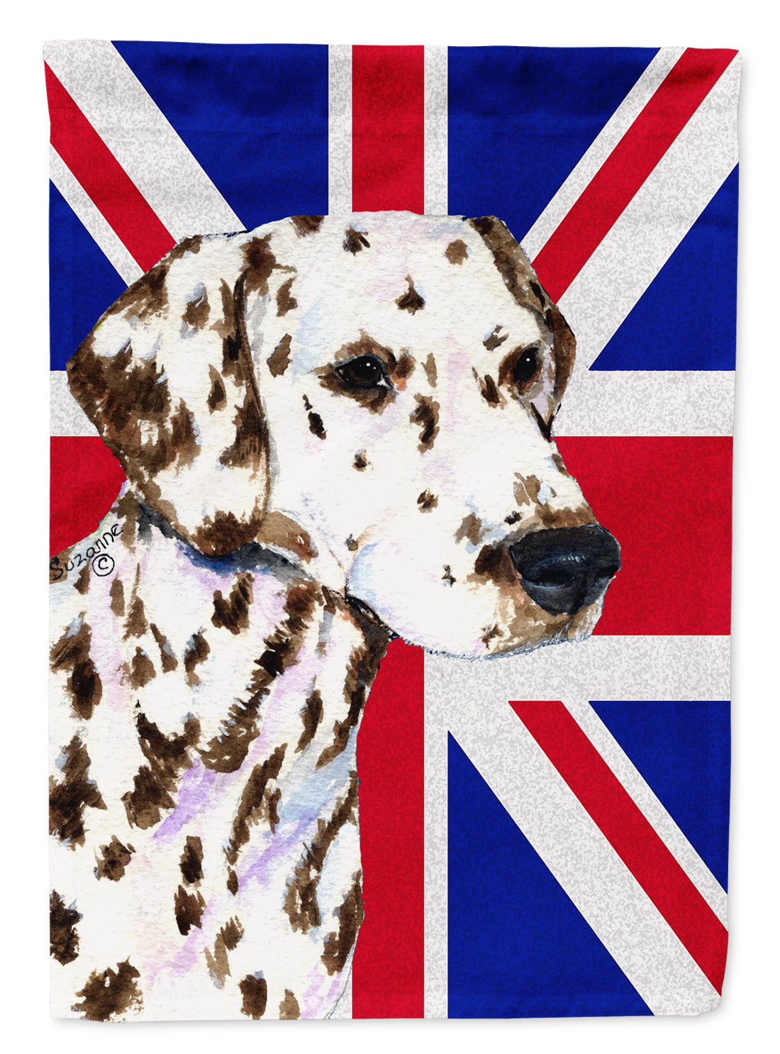 Dalmatian with English Union Jack British Flag Flag Canvas House Size SS4911CHF  the-store.com.