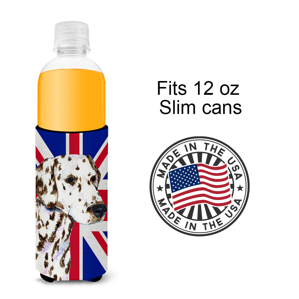 Dalmatian with English Union Jack British Flag Ultra Beverage Insulators for slim cans SS4911MUK.