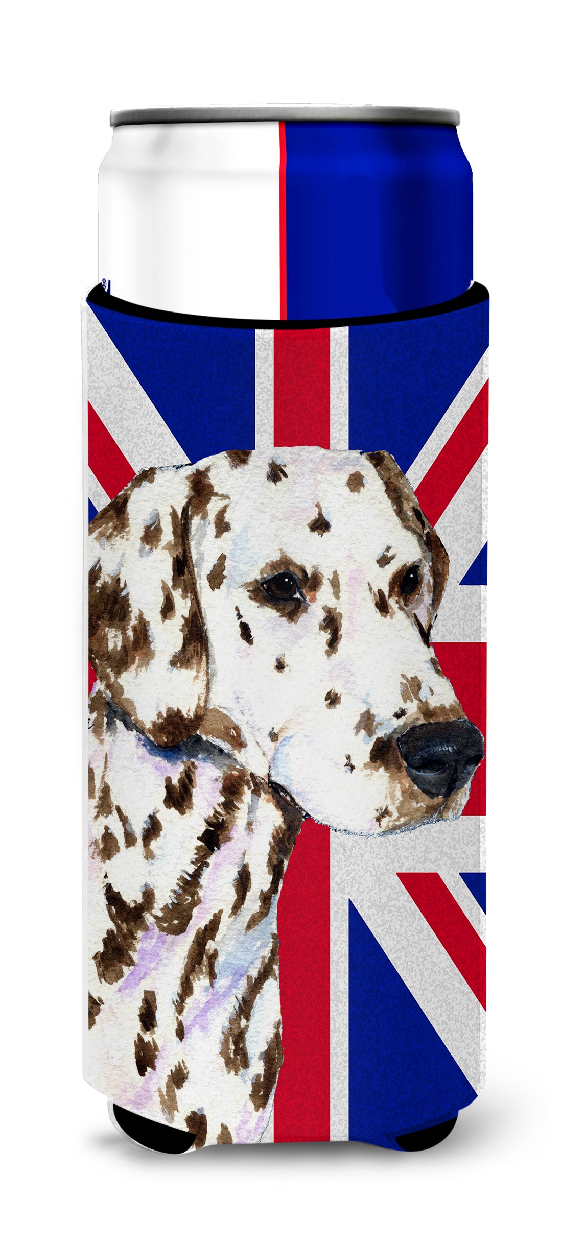 Dalmatian with English Union Jack British Flag Ultra Beverage Insulators for slim cans SS4911MUK.