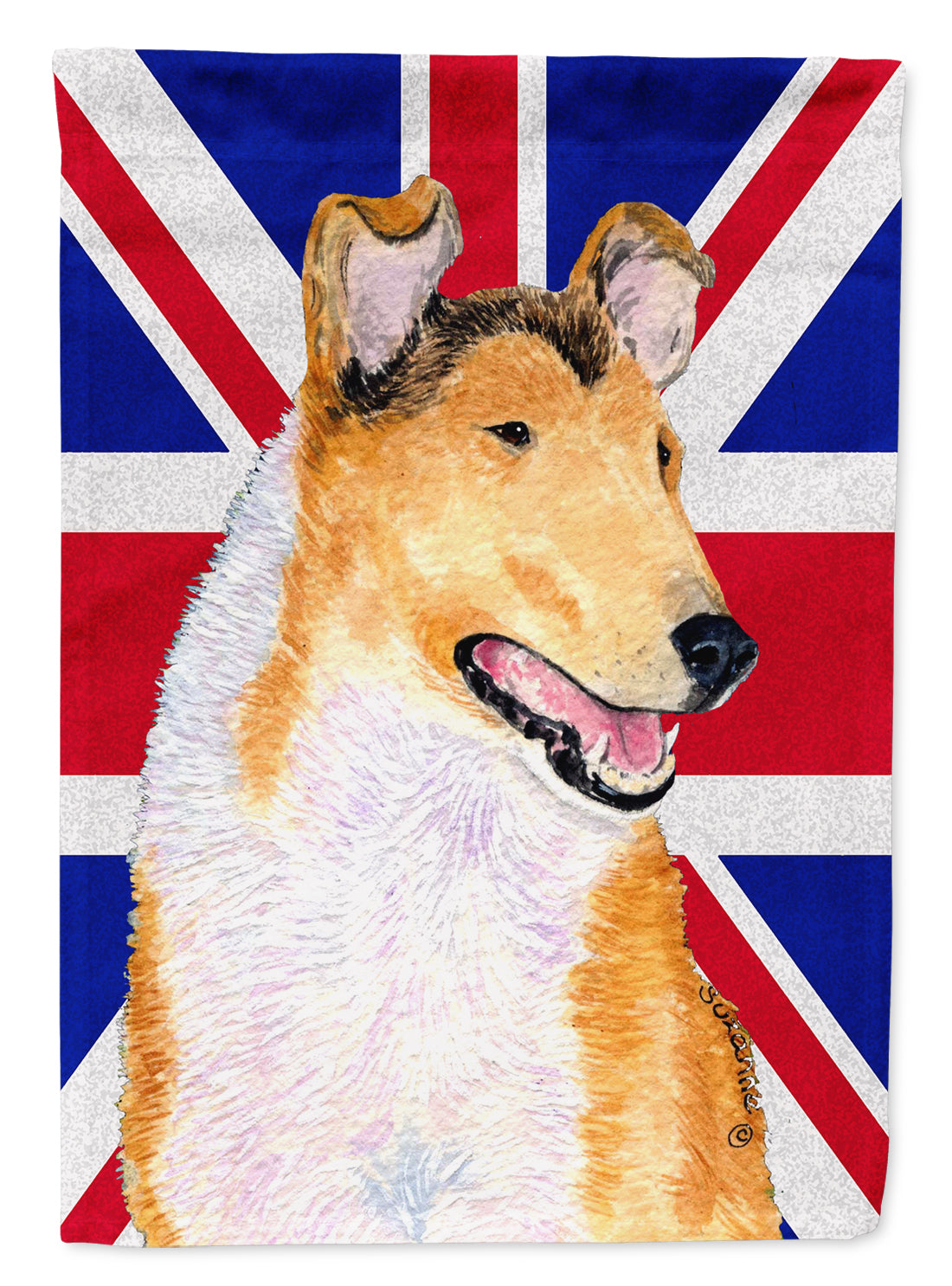 Collie Smooth with English Union Jack British Flag Flag Canvas House Size SS4912CHF  the-store.com.