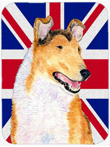 Collie Smooth with English Union Jack British Flag Glass Cutting Board Large Size SS4912LCB by Caroline&#39;s Treasures