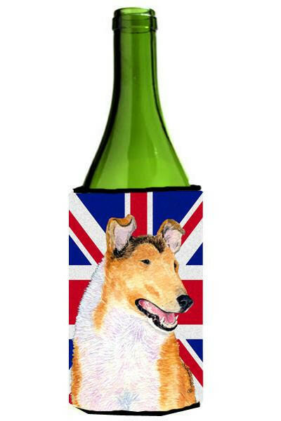 Collie Smooth with English Union Jack British Flag Wine Bottle Beverage Insulator Hugger SS4912LITERK by Caroline&#39;s Treasures