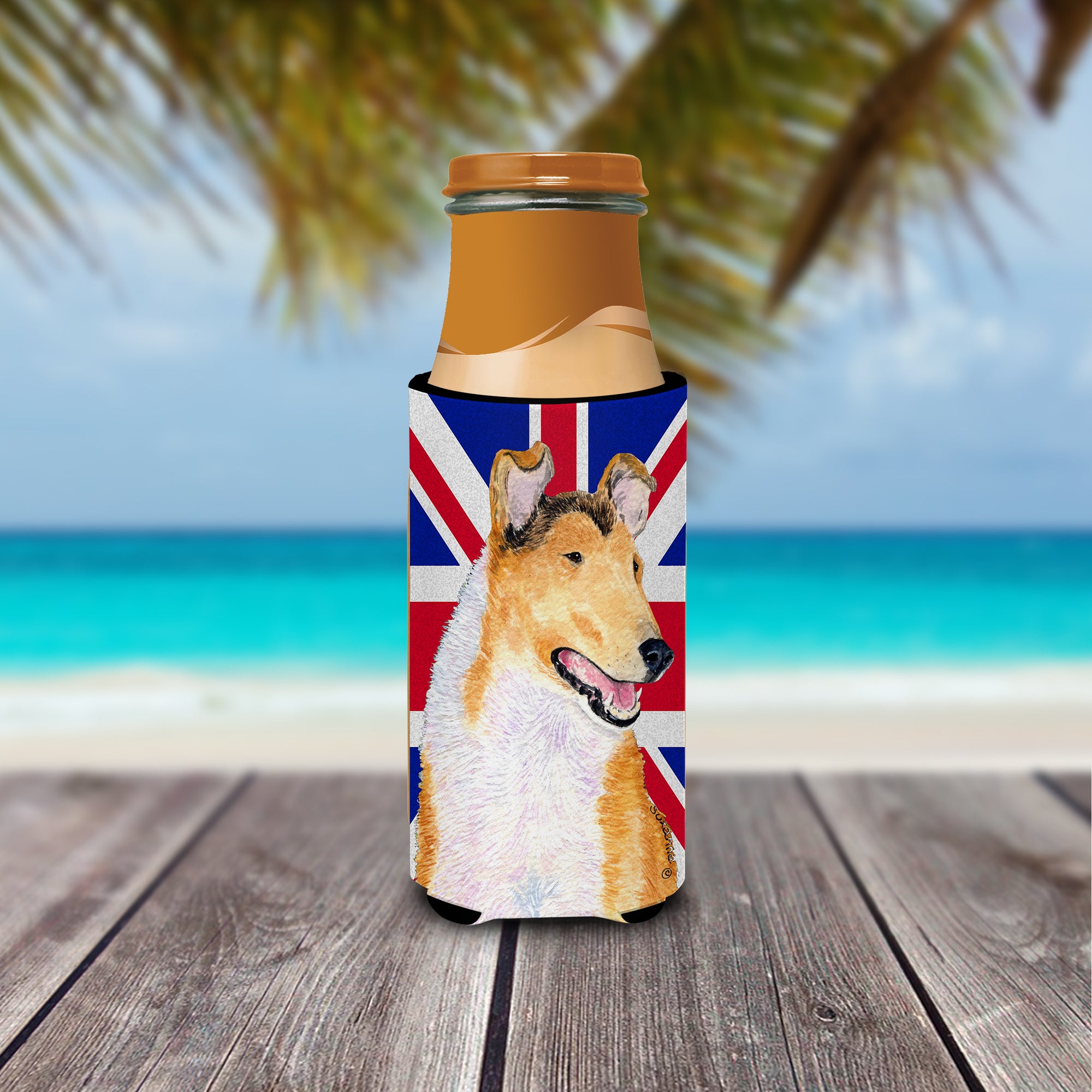 Collie Smooth with English Union Jack British Flag Ultra Beverage Insulators for slim cans SS4912MUK
