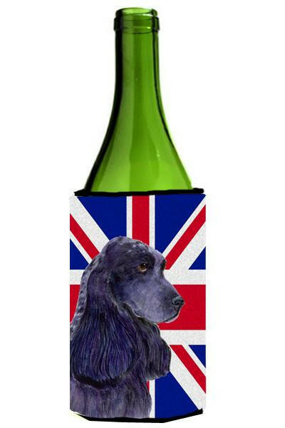 Cocker Spaniel with English Union Jack British Flag Wine Bottle Beverage Insulator Hugger SS4913LITERK by Caroline&#39;s Treasures