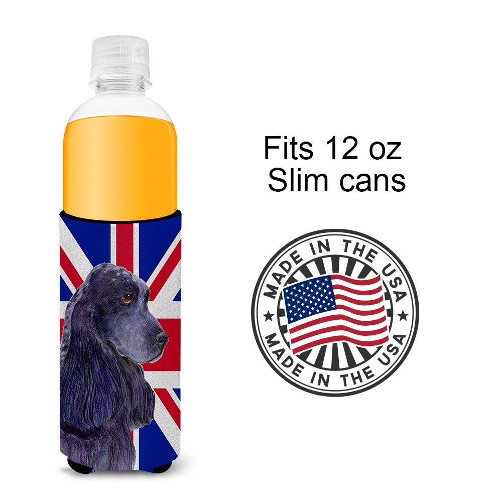 Cocker Spaniel with English Union Jack British Flag Ultra Beverage Insulators for slim cans SS4913MUK.