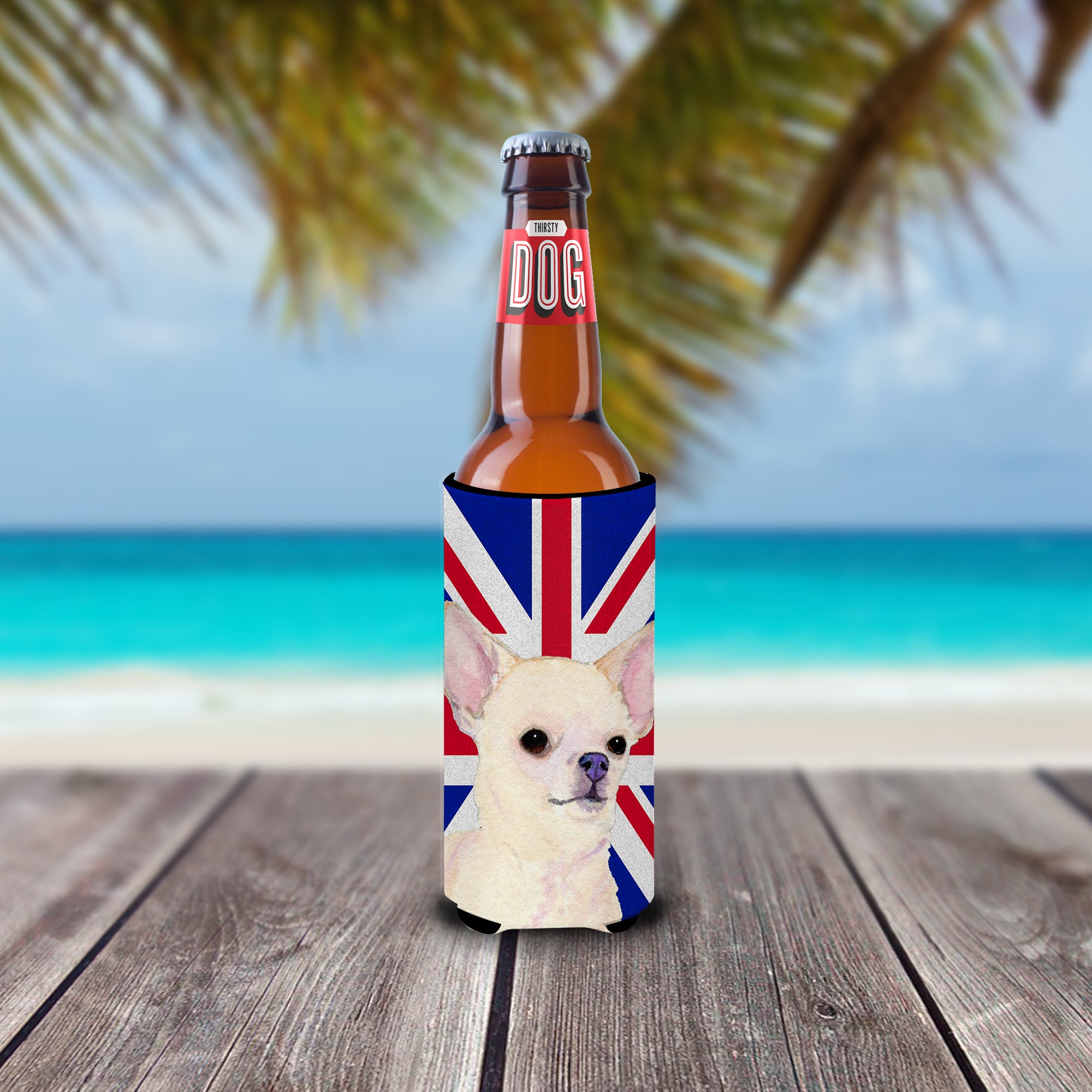 Chihuahua with English Union Jack British Flag Ultra Beverage Insulators for slim cans SS4914MUK