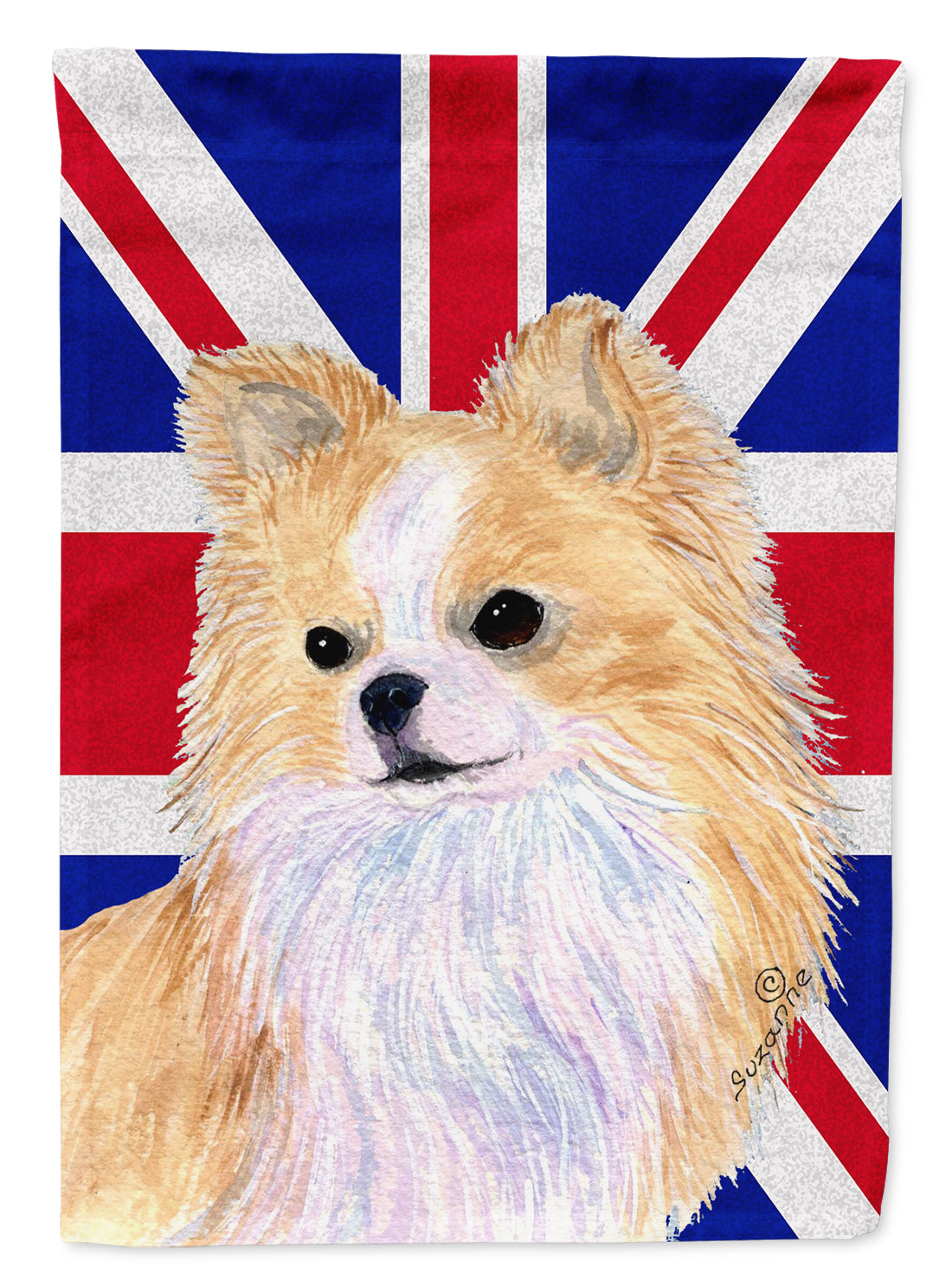 Chihuahua with English Union Jack British Flag Flag Canvas House Size SS4915CHF