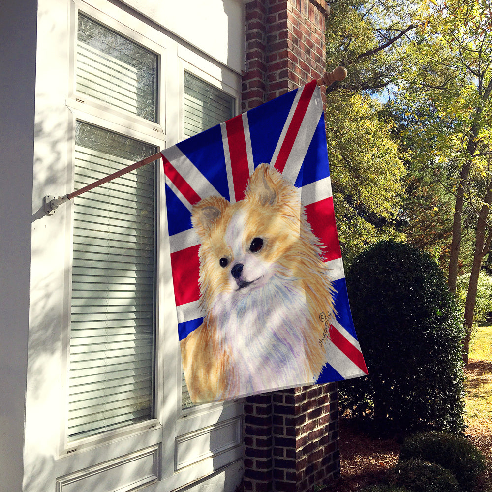 Chihuahua with English Union Jack British Flag Flag Canvas House Size SS4915CHF  the-store.com.