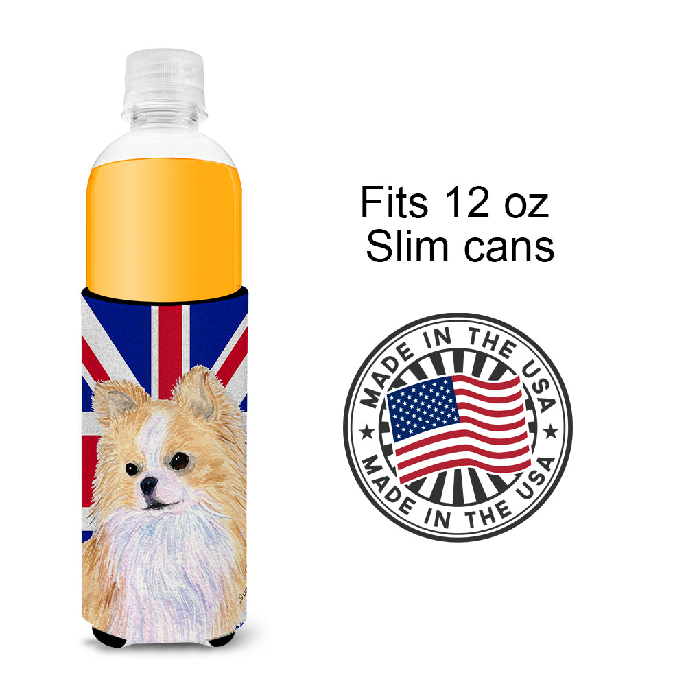 Chihuahua with English Union Jack British Flag Ultra Beverage Insulators for slim cans SS4915MUK.