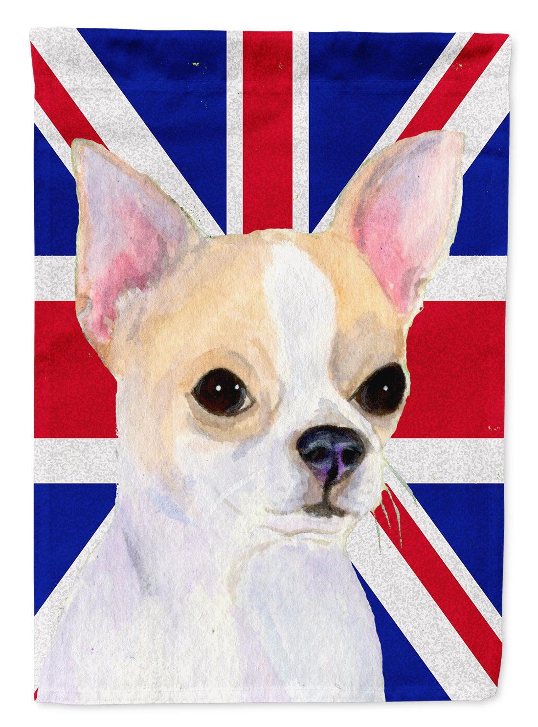 Chihuahua with English Union Jack British Flag Flag Canvas House Size SS4916CHF  the-store.com.