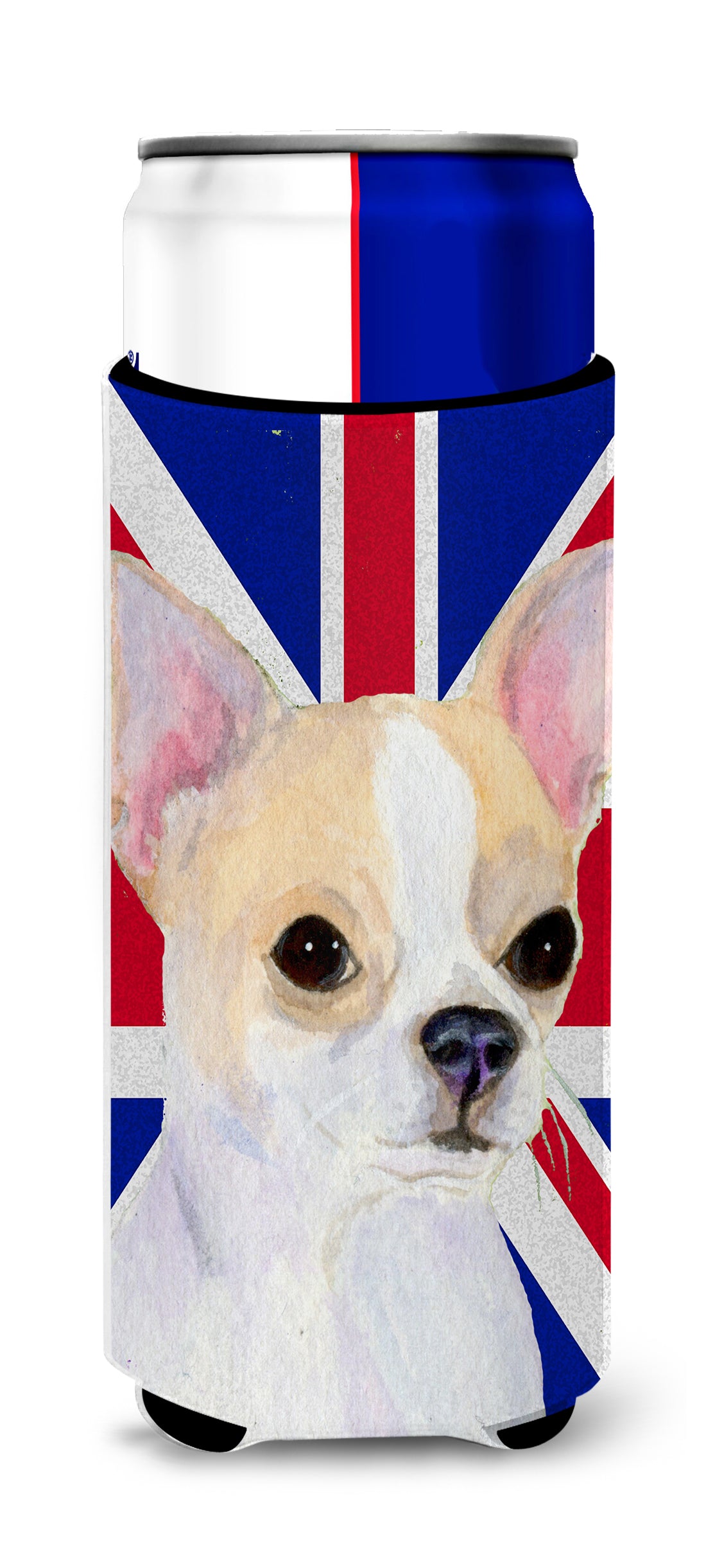 Chihuahua with English Union Jack British Flag Ultra Beverage Insulators for slim cans SS4916MUK.