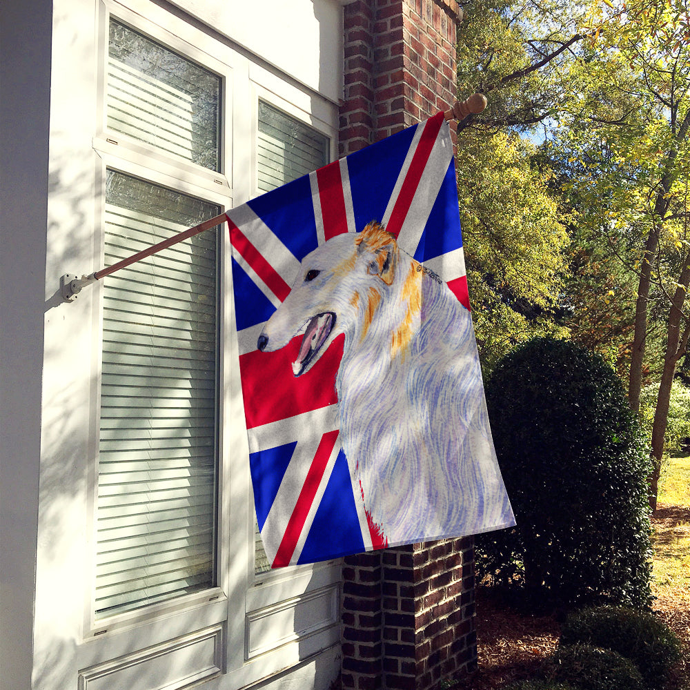 Borzoi with English Union Jack British Flag Flag Canvas House Size SS4917CHF  the-store.com.