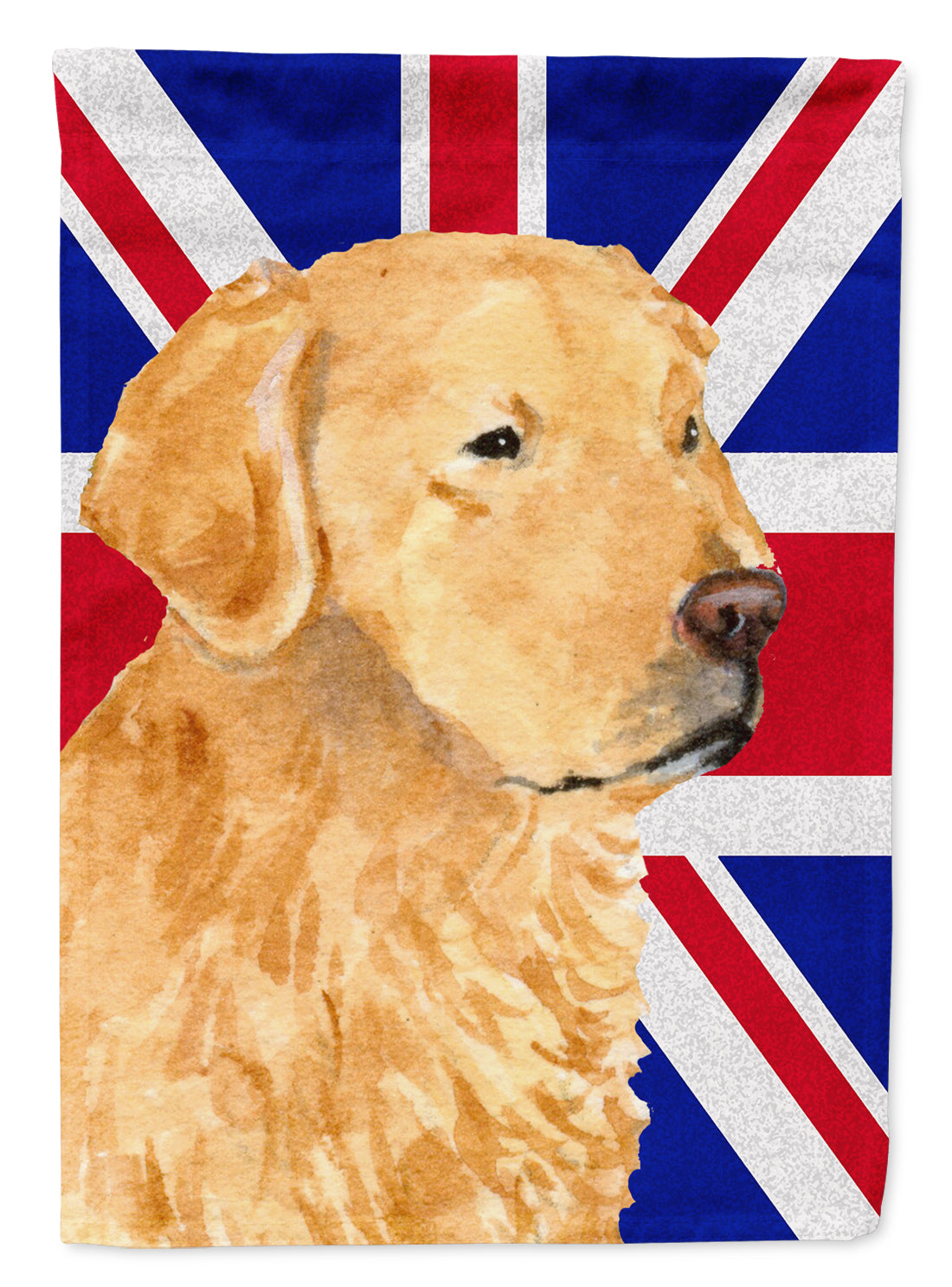 Golden Retriever with English Union Jack British Flag Flag Canvas House Size SS4918CHF